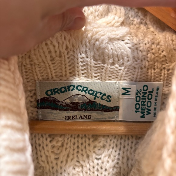 Aran Crafts Merino Wool Double Collar Full Zip Cardigan Sweater Women’s Medium - Picture 3 of 14